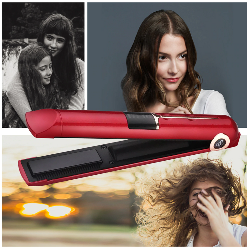 Mini USB Cordless Hair Straightener Red