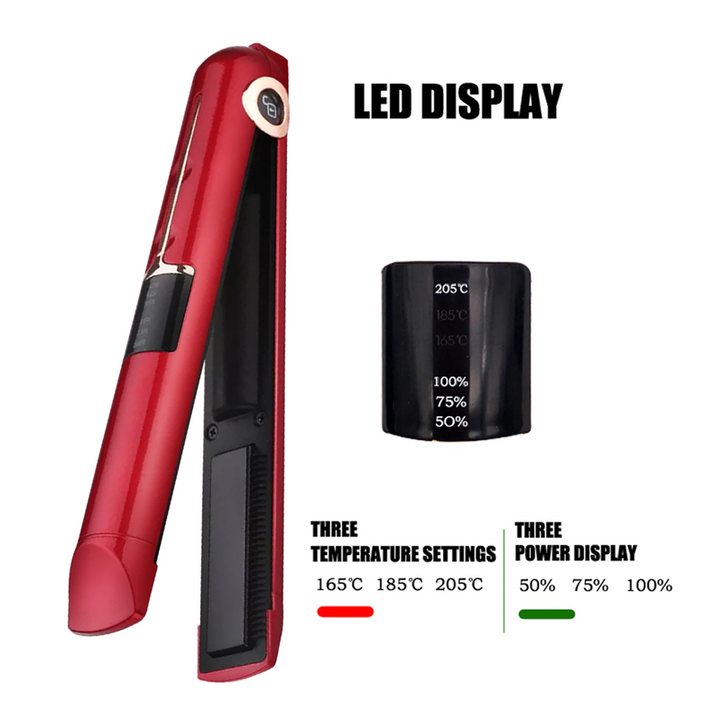 Mini USB Cordless Hair Straightener Red