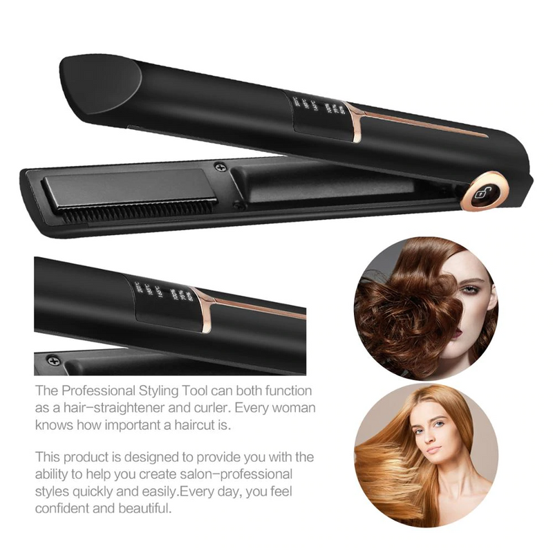 Mini USB Cordless Hair Straightener Black