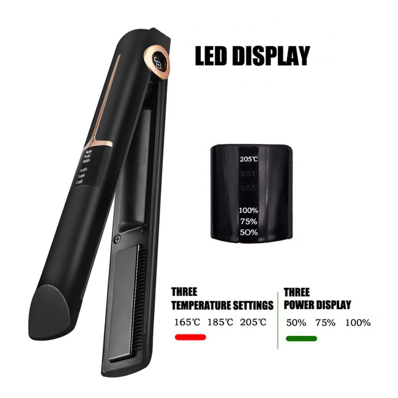 Mini USB Cordless Hair Straightener Black